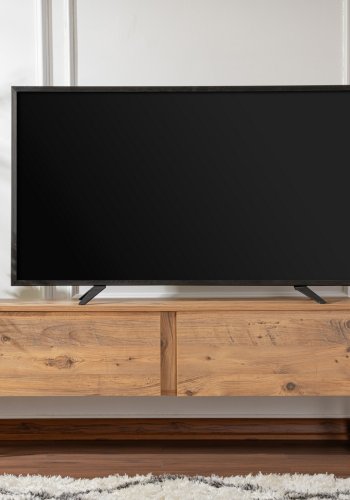 NORDVÄRK Serenity TV-bord, m. 2 lger - Atlantic Pine melamin og sort (180x29,5)