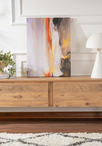 NORDVÄRK Serenity TV-bord, m. 2 lger - Atlantic Pine melamin og sort (180x29,5)