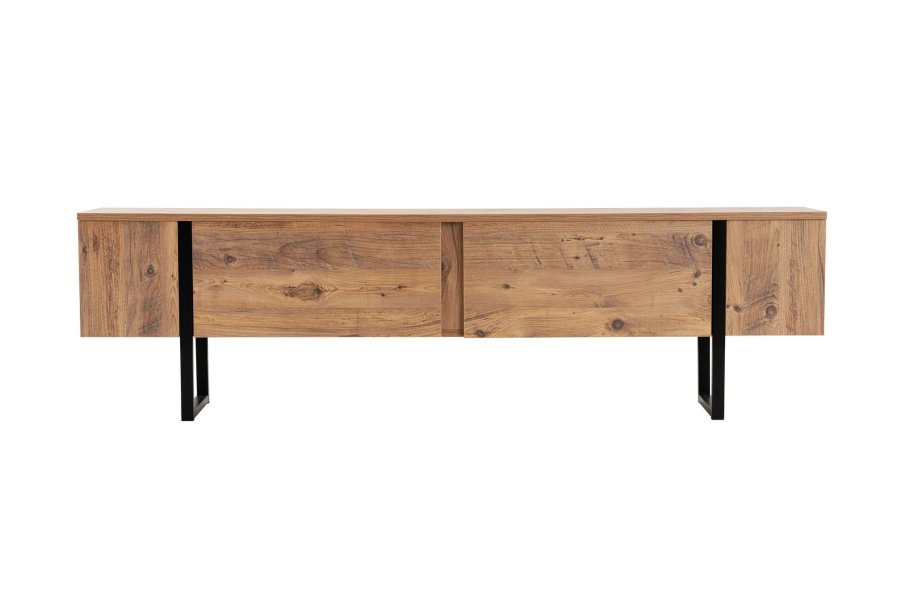 NORDVÄRK Serenity TV-bord, m. 2 lger - Atlantic Pine melamin og sort (180x29,5)