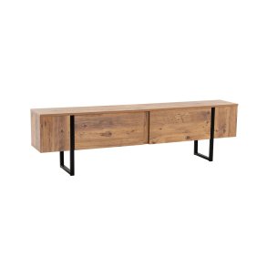 NORDVÄRK Serenity TV-bord, m. 2 lger - Atlantic Pine melamin og sort (180x29,5)
