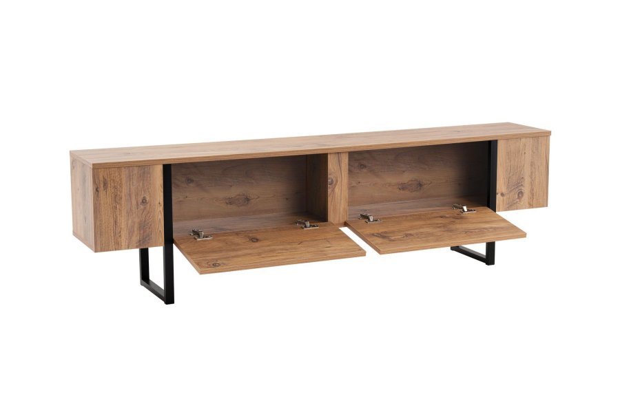 NORDVÄRK Serenity TV-bord, m. 2 lger - Atlantic Pine melamin og sort (180x29,5)
