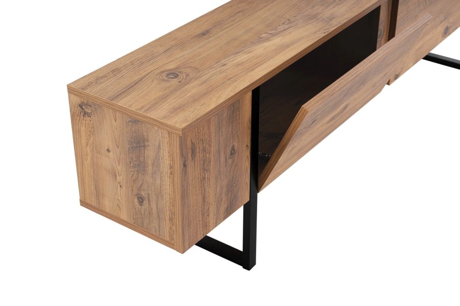 NORDVÄRK Serenity TV-bord, m. 2 lger - Atlantic Pine melamin og sort (180x29,5)
