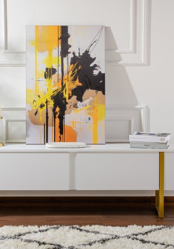 NORDVÄRK Serenity TV-bord, m. 2 lger - hvid melamin og guld (180x29,5)