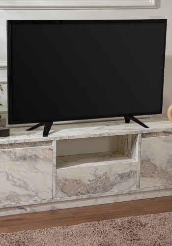 NORDVÄRK Vanguard TV-bord, m. 3 lger og 1 rum - Fressia marmor melamin (160x29,5)