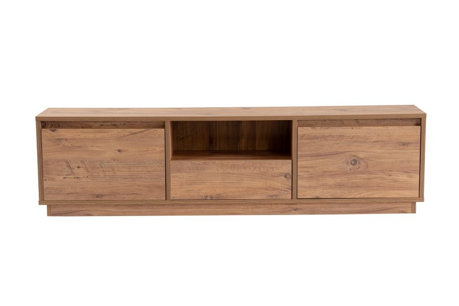 NORDVÄRK Vanguard TV-bord, m. 3 lger og 1 rum - Atlantic Pine melamin (160x29,5)
