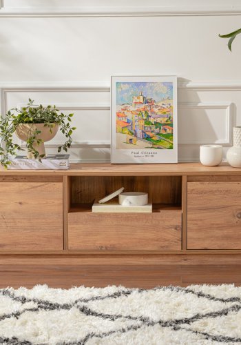 NORDVÄRK Vanguard TV-bord, m. 3 lger og 1 rum - Atlantic Pine melamin (160x29,5)