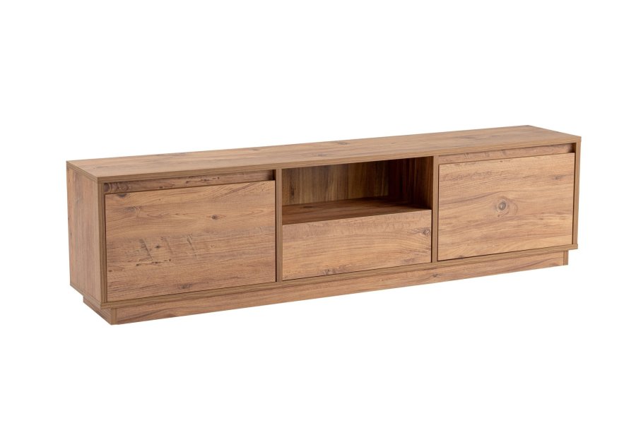 NORDVÄRK Vanguard TV-bord, m. 3 lger og 1 rum - Atlantic Pine melamin (160x29,5)