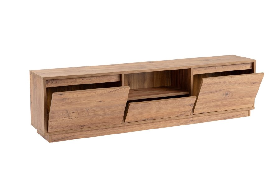 NORDVÄRK Vanguard TV-bord, m. 3 lger og 1 rum - Atlantic Pine melamin (160x29,5)