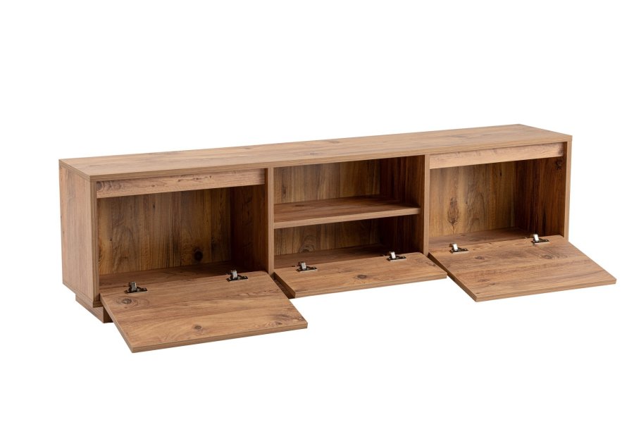 NORDVÄRK Vanguard TV-bord, m. 3 lger og 1 rum - Atlantic Pine melamin (160x29,5)