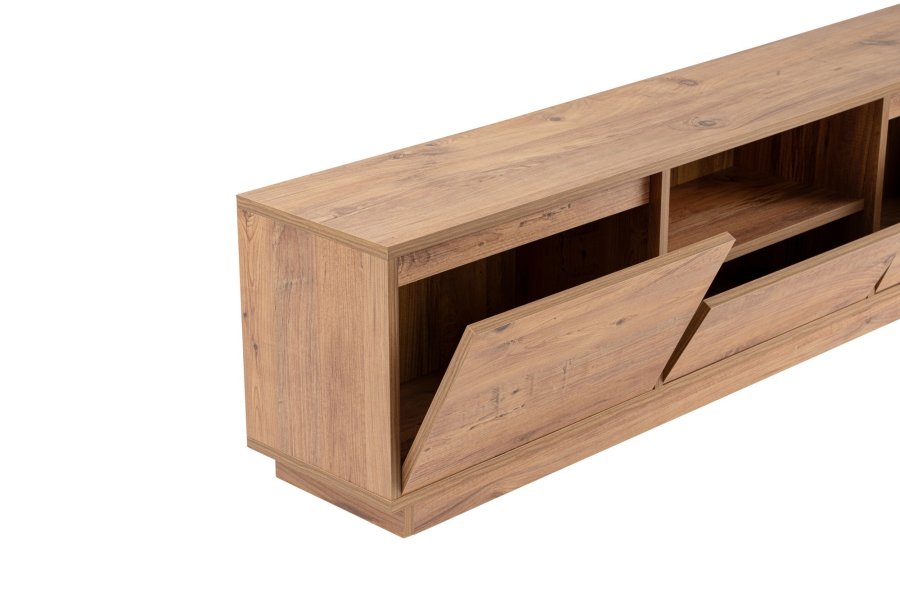 NORDVÄRK Vanguard TV-bord, m. 3 lger og 1 rum - Atlantic Pine melamin (160x29,5)