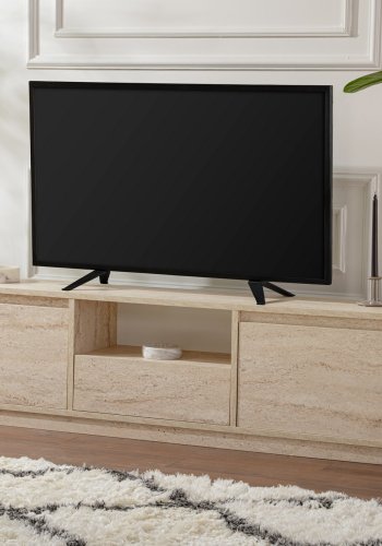 NORDVÄRK Vanguard TV-bord, m. 3 lger og 1 rum - travertin melamin (160x29,5)