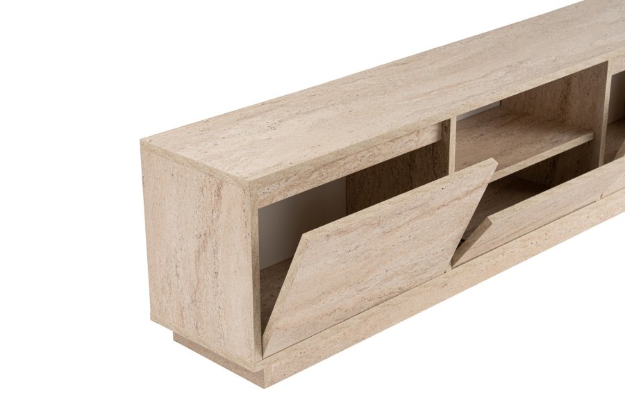 NORDVÄRK Vanguard TV-bord, m. 3 lger og 1 rum - travertin melamin (160x29,5)