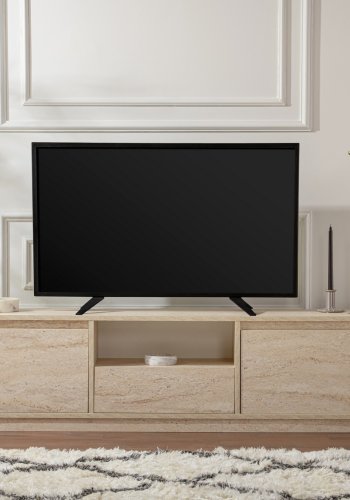 NORDVÄRK Vanguard TV-bord, m. 3 lger og 1 rum - travertin melamin (160x29,5)