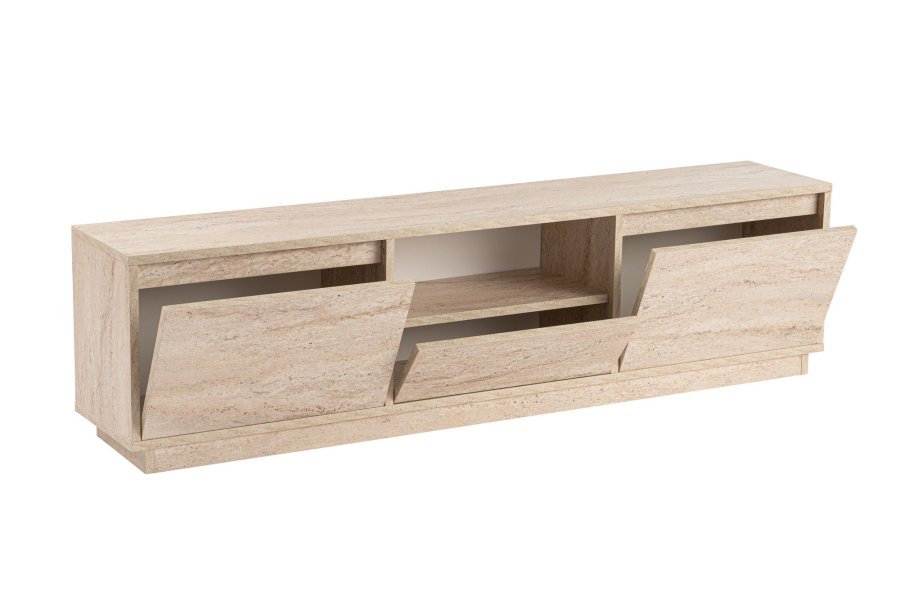 NORDVÄRK Vanguard TV-bord, m. 3 lger og 1 rum - travertin melamin (160x29,5)