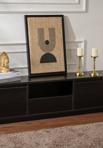 NORDVÄRK Vanguard TV-bord, m. 3 lger og 1 rum - sort tr melamin (160x29,5)