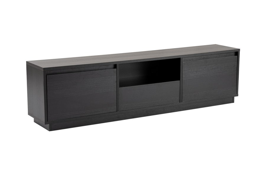 NORDVÄRK Vanguard TV-bord, m. 3 lger og 1 rum - sort tr melamin (160x29,5)