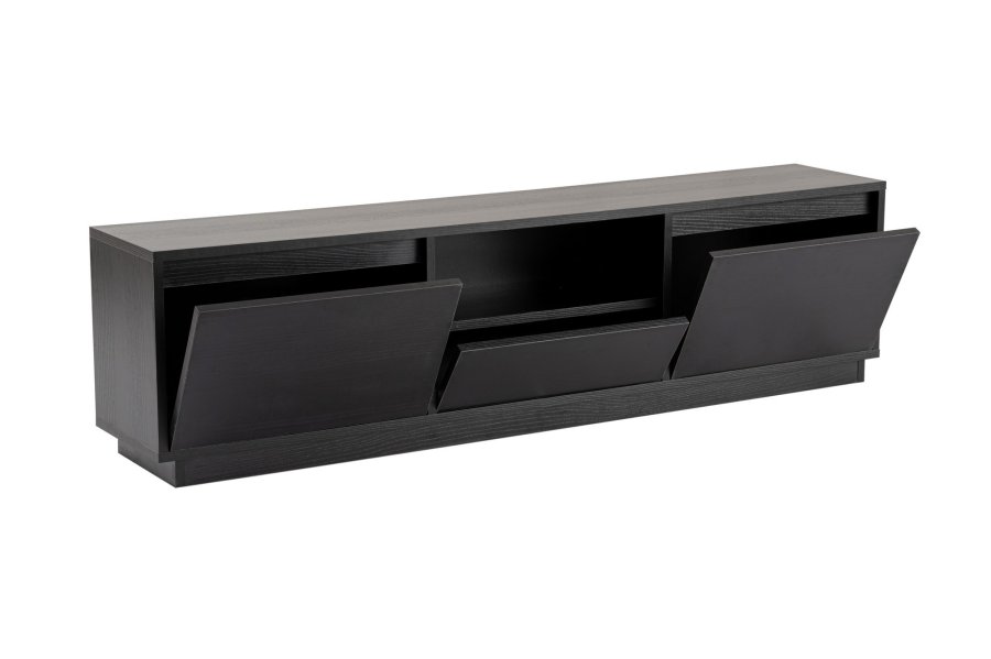 NORDVÄRK Vanguard TV-bord, m. 3 lger og 1 rum - sort tr melamin (160x29,5)