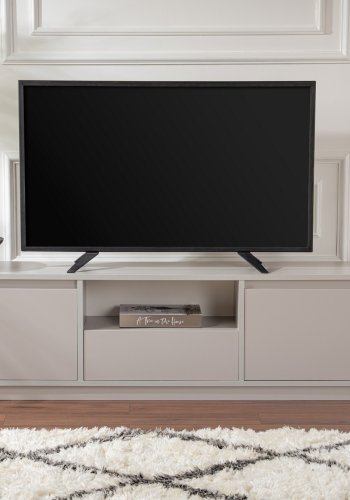NORDVÄRK Vanguard TV-bord, m. 3 lger og 1 rum - gr melamin (160x29,5)