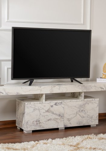 NORDVÄRK Enclave TV-bord, m. 2 lger og 3 bne rum - Fressia marmor melamin (180x31,3)