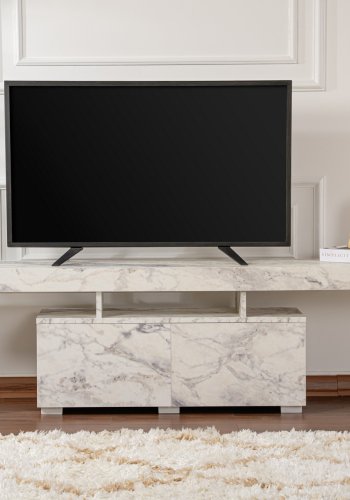 NORDVÄRK Enclave TV-bord, m. 2 lger og 3 bne rum - Fressia marmor melamin (180x31,3)