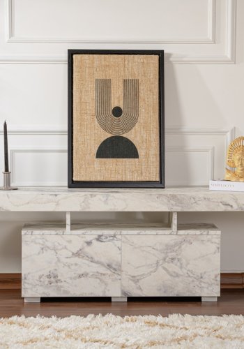 NORDVÄRK Enclave TV-bord, m. 2 lger og 3 bne rum - Fressia marmor melamin (180x31,3)