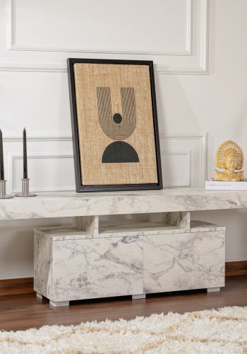 NORDVÄRK Enclave TV-bord, m. 2 lger og 3 bne rum - Fressia marmor melamin (180x31,3)