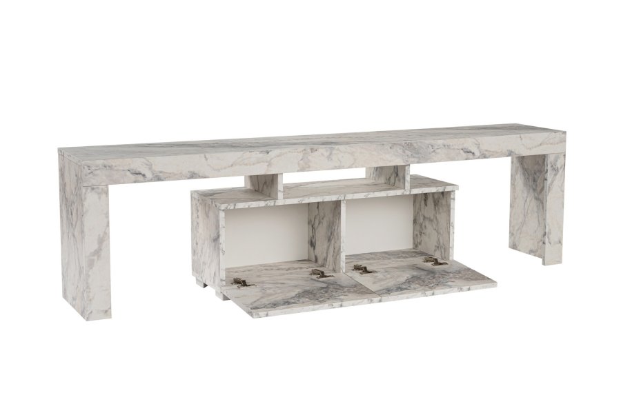 NORDVÄRK Enclave TV-bord, m. 2 lger og 3 bne rum - Fressia marmor melamin (180x31,3)