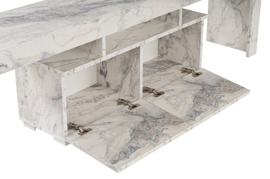 NORDVÄRK Enclave TV-bord, m. 2 lger og 3 bne rum - Fressia marmor melamin (180x31,3)