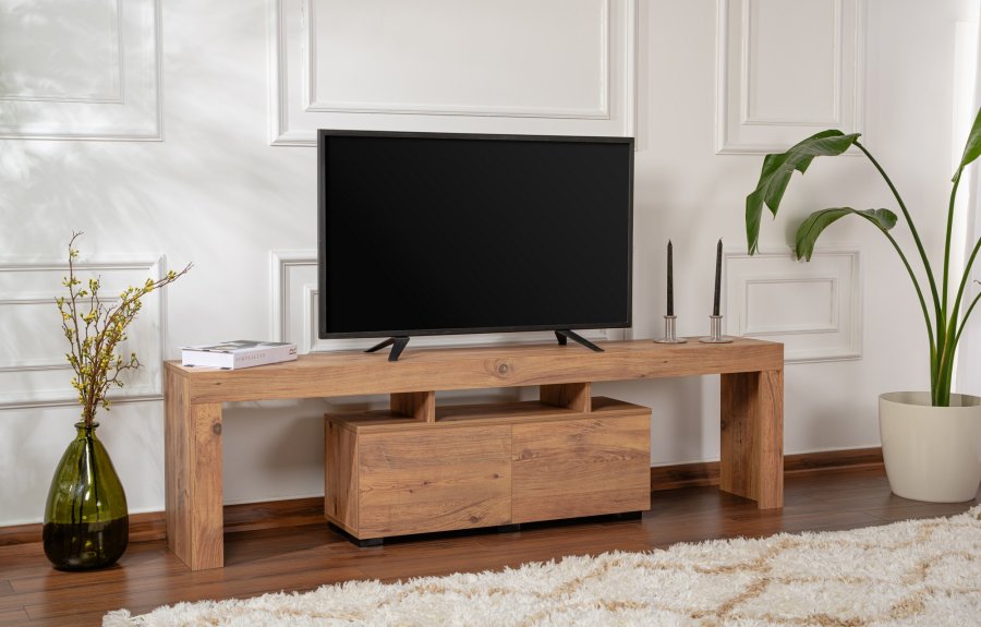 NORDVÄRK Enclave TV-bord, m. 2 lger og 3 bne rum - Atlantic Pine melamin (180x31,3)