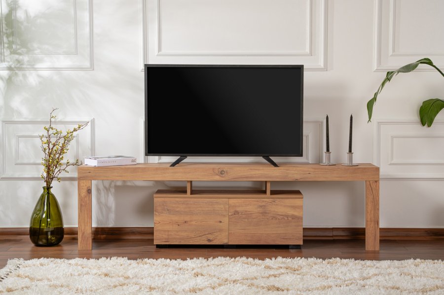 NORDVÄRK Enclave TV-bord, m. 2 lger og 3 bne rum - Atlantic Pine melamin (180x31,3)