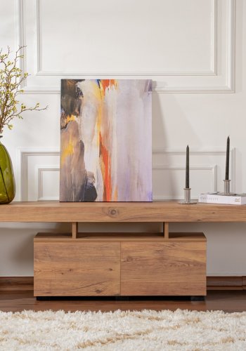 NORDVÄRK Enclave TV-bord, m. 2 lger og 3 bne rum - Atlantic Pine melamin (180x31,3)