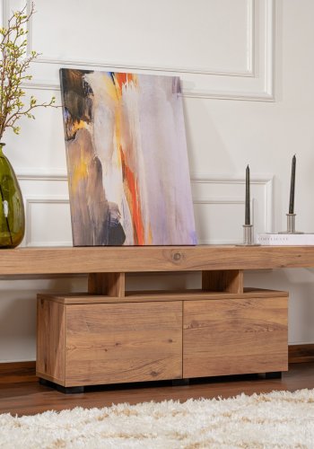 NORDVÄRK Enclave TV-bord, m. 2 lger og 3 bne rum - Atlantic Pine melamin (180x31,3)