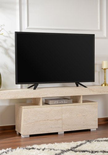 NORDVÄRK Enclave TV-bord, m. 2 lger og 3 bne rum - travertin melamin (180x31,3)