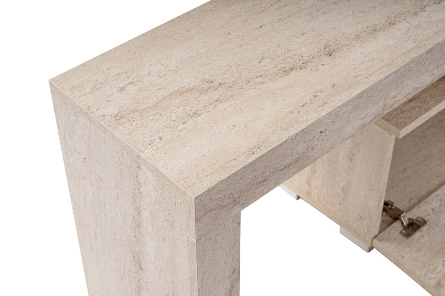 NORDVÄRK Enclave TV-bord, m. 2 lger og 3 bne rum - travertin melamin (180x31,3)