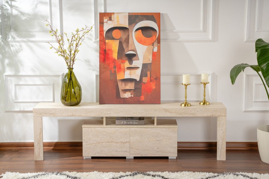 NORDVÄRK Enclave TV-bord, m. 2 lger og 3 bne rum - travertin melamin (180x31,3)