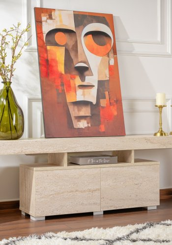 NORDVÄRK Enclave TV-bord, m. 2 lger og 3 bne rum - travertin melamin (180x31,3)