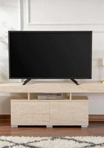 NORDVÄRK Enclave TV-bord, m. 2 lger og 3 bne rum - travertin melamin (180x31,3)