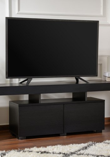NORDVÄRK Enclave TV-bord, m. 2 lger og 3 bne rum - sort tr melamin (180x31,3)