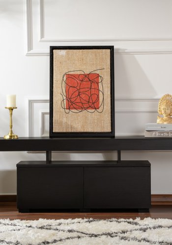 NORDVÄRK Enclave TV-bord, m. 2 lger og 3 bne rum - sort tr melamin (180x31,3)