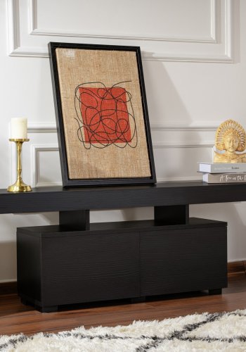 NORDVÄRK Enclave TV-bord, m. 2 lger og 3 bne rum - sort tr melamin (180x31,3)