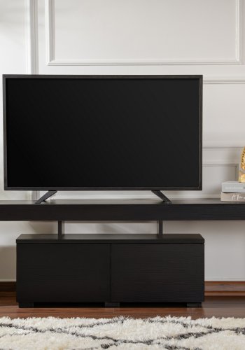 NORDVÄRK Enclave TV-bord, m. 2 lger og 3 bne rum - sort tr melamin (180x31,3)