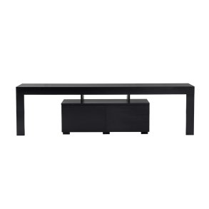 NORDVÄRK Enclave TV-bord, m. 2 lger og 3 bne rum - sort tr melamin (180x31,3)