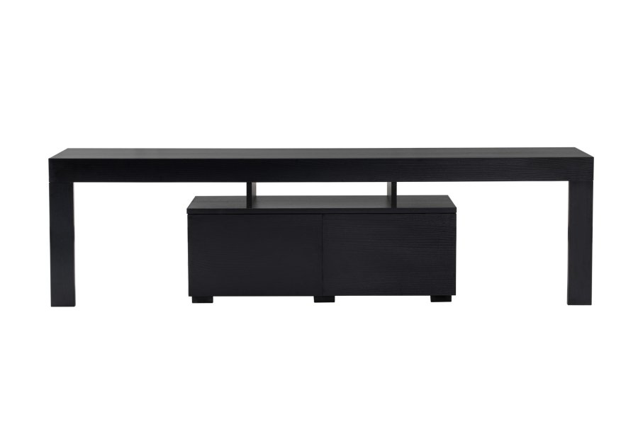 NORDVÄRK Enclave TV-bord, m. 2 lger og 3 bne rum - sort tr melamin (180x31,3)