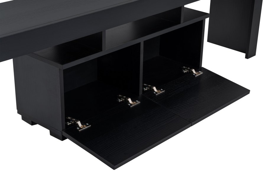 NORDVÄRK Enclave TV-bord, m. 2 lger og 3 bne rum - sort tr melamin (180x31,3)