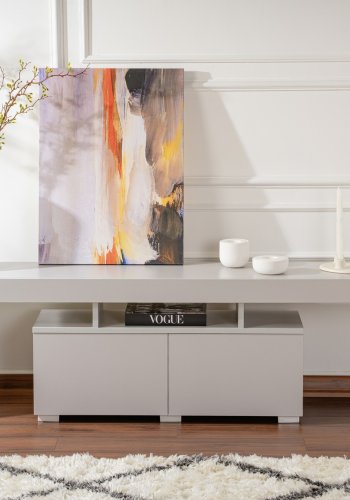 NORDVÄRK Enclave TV-bord, m. 2 lger og 3 bne rum - gr melamin (180x31,3)