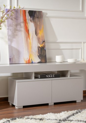 NORDVÄRK Enclave TV-bord, m. 2 lger og 3 bne rum - gr melamin (180x31,3)