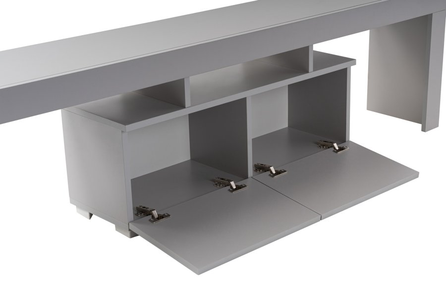 NORDVÄRK Enclave TV-bord, m. 2 lger og 3 bne rum - gr melamin (180x31,3)