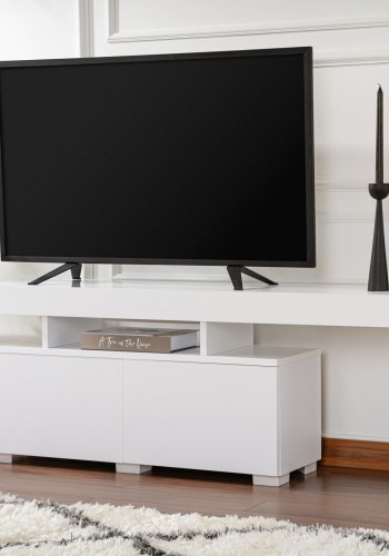 NORDVÄRK Enclave TV-bord, m. 2 lger og 3 bne rum - hvid melamin (180x31,3)