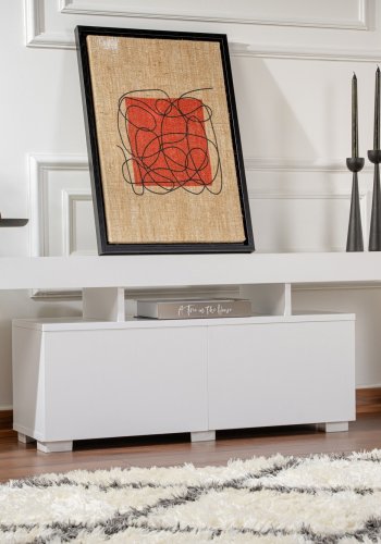 NORDVÄRK Enclave TV-bord, m. 2 lger og 3 bne rum - hvid melamin (180x31,3)