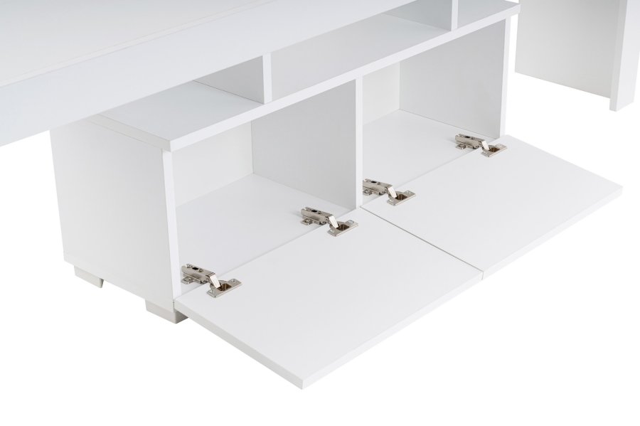 NORDVÄRK Enclave TV-bord, m. 2 lger og 3 bne rum - hvid melamin (180x31,3)